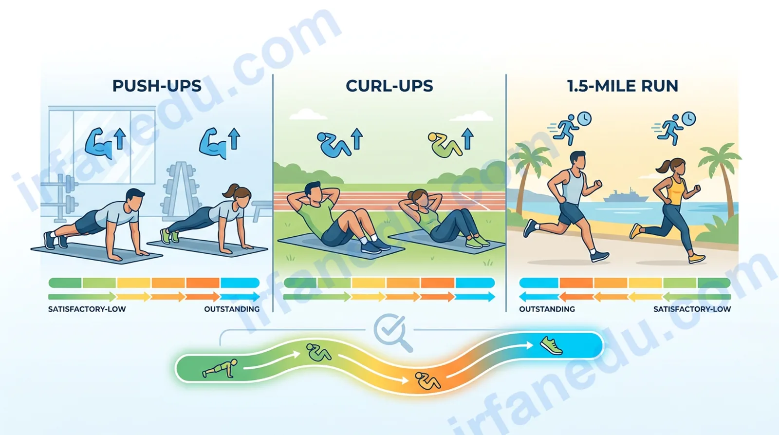 Navy PRT Calculator showing push-up curl-up and 1.5-mile run scoring chart by age group 2026